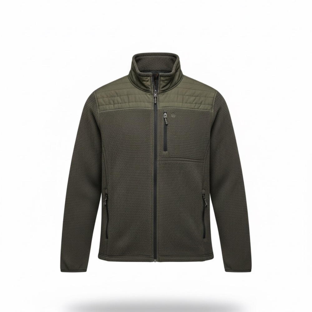 Free Country Men's Olive Full-Zip Quilted-Panel Jacket